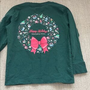 Vineyard Vines Kids Festive Green Long Sleeve Tee